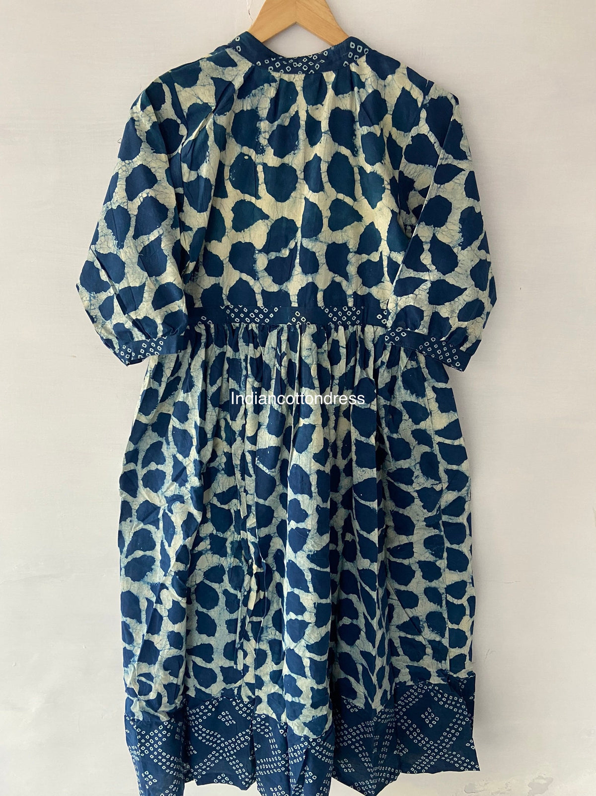 thumbnail image 6 of Plus Size indigo block Print Cotton Dress,Handmade Dress ,Sketer Circle Dress, Flapper Dress, Blousen Dress,Long And Short Dress, 6 of 6