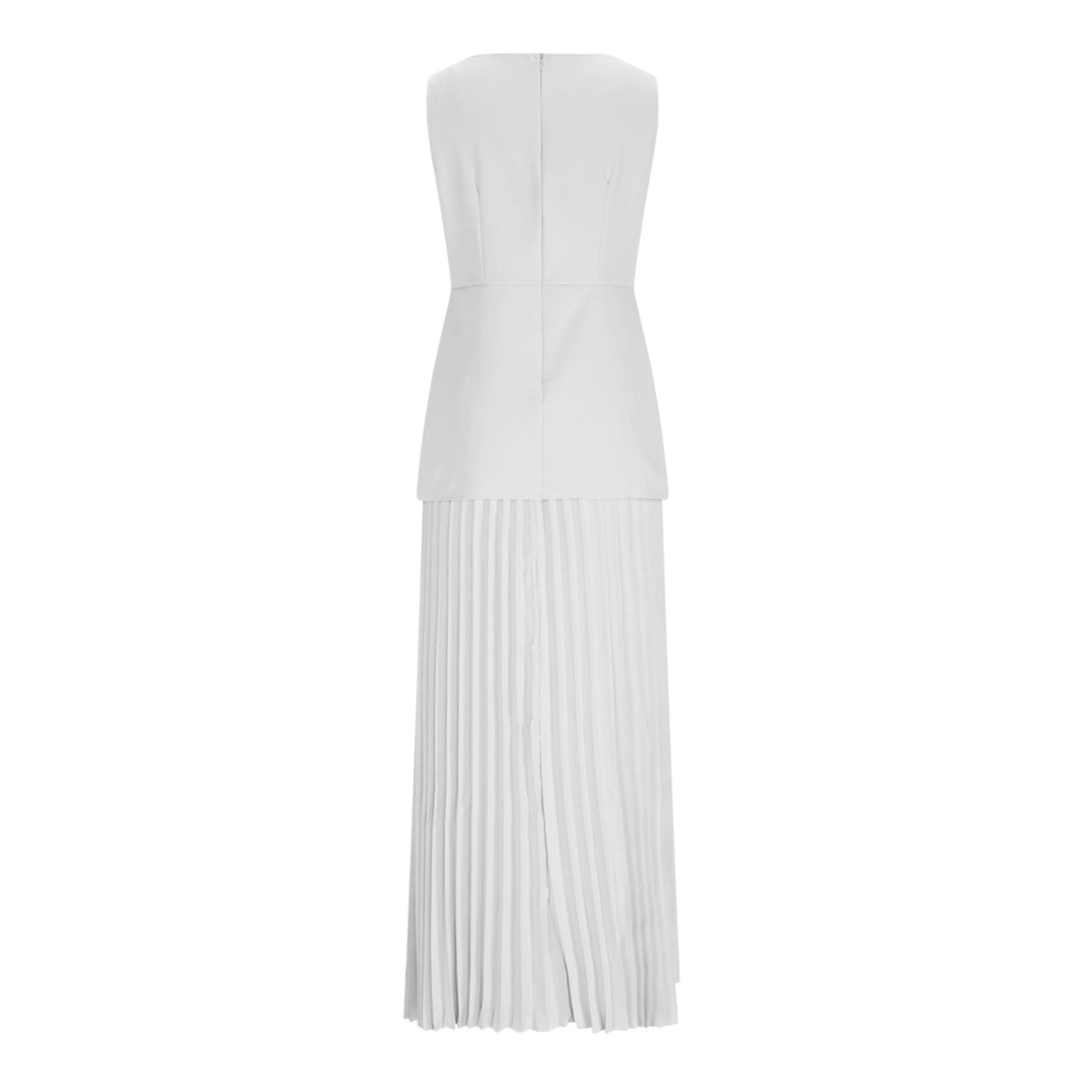 thumbnail image 3 of Felirenzacia Pleated Bridesmaid Dresses Long Boat Neck Floor Length Formal Wedding Guest Dress,White,S, 3 of 9