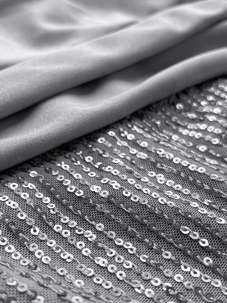 thumbnail image 5 of Grey Plus Size Sequin Long Sleeve Waist Flare Maxi Dress, 5 of 6
