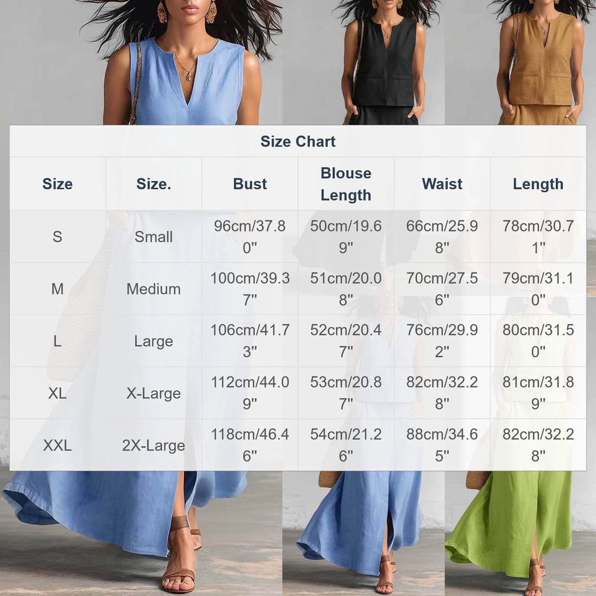 thumbnail image 3 of Hduncf Women's Cotton Linen Midi Skirt Set Solid V-Neck Sleeveless Beach Dresses Vacation Coverup Pockets Dress Split Maxi Skirt Sets Brown L, 3 of 5