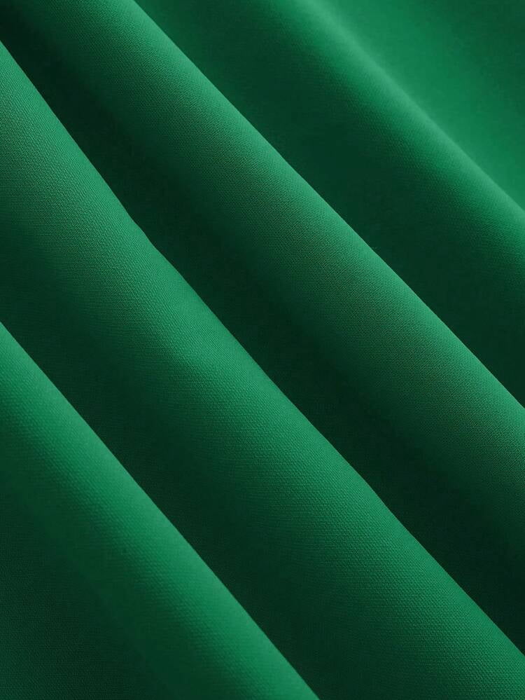 thumbnail image 3 of Green Long Dress with Deep V Neck and Ruffle Sleeves, 3 of 5
