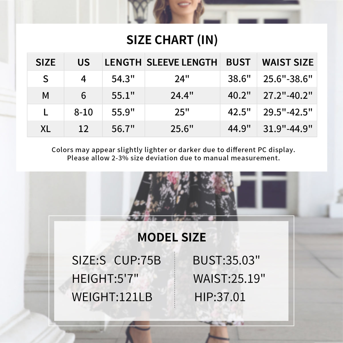 thumbnail image 7 of I2CRAZY Womens Pink Floral V Neck Empire Waist Long Sleeve Boho Wrap Maxi Dresses-S, 7 of 7