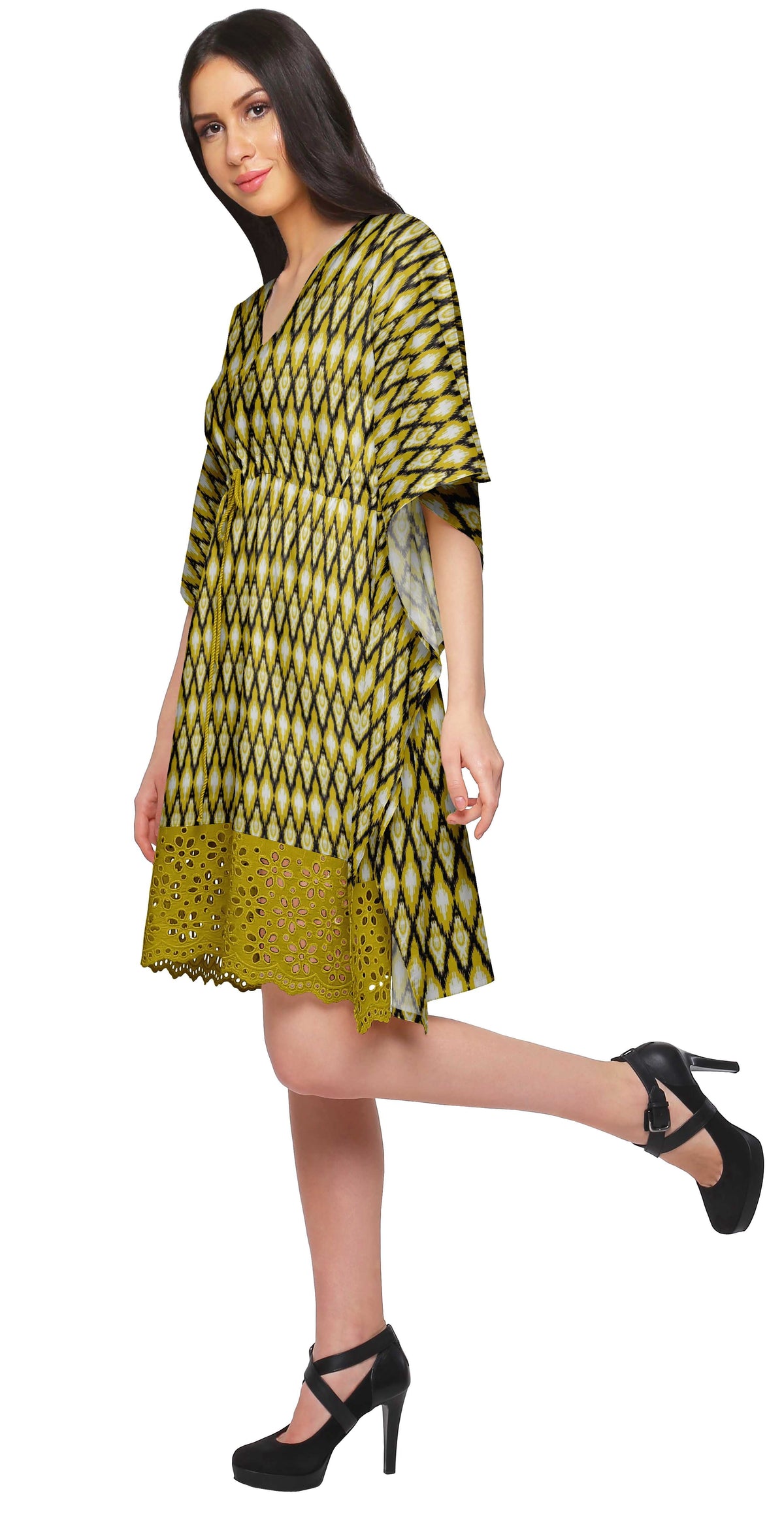 thumbnail image 4 of Moomaya Printed Bikini Cutwork Lace Caftan Kaftan Dresses For Women Plus Size, 4 of 6
