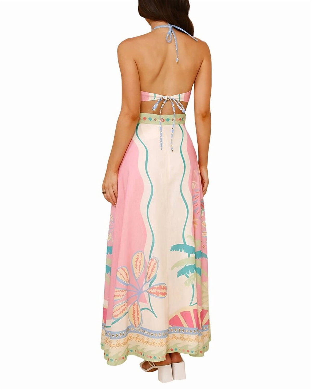 thumbnail image 2 of MULTI womens ESEA Linen-Blend Midi Dress, 2, 2 of 4