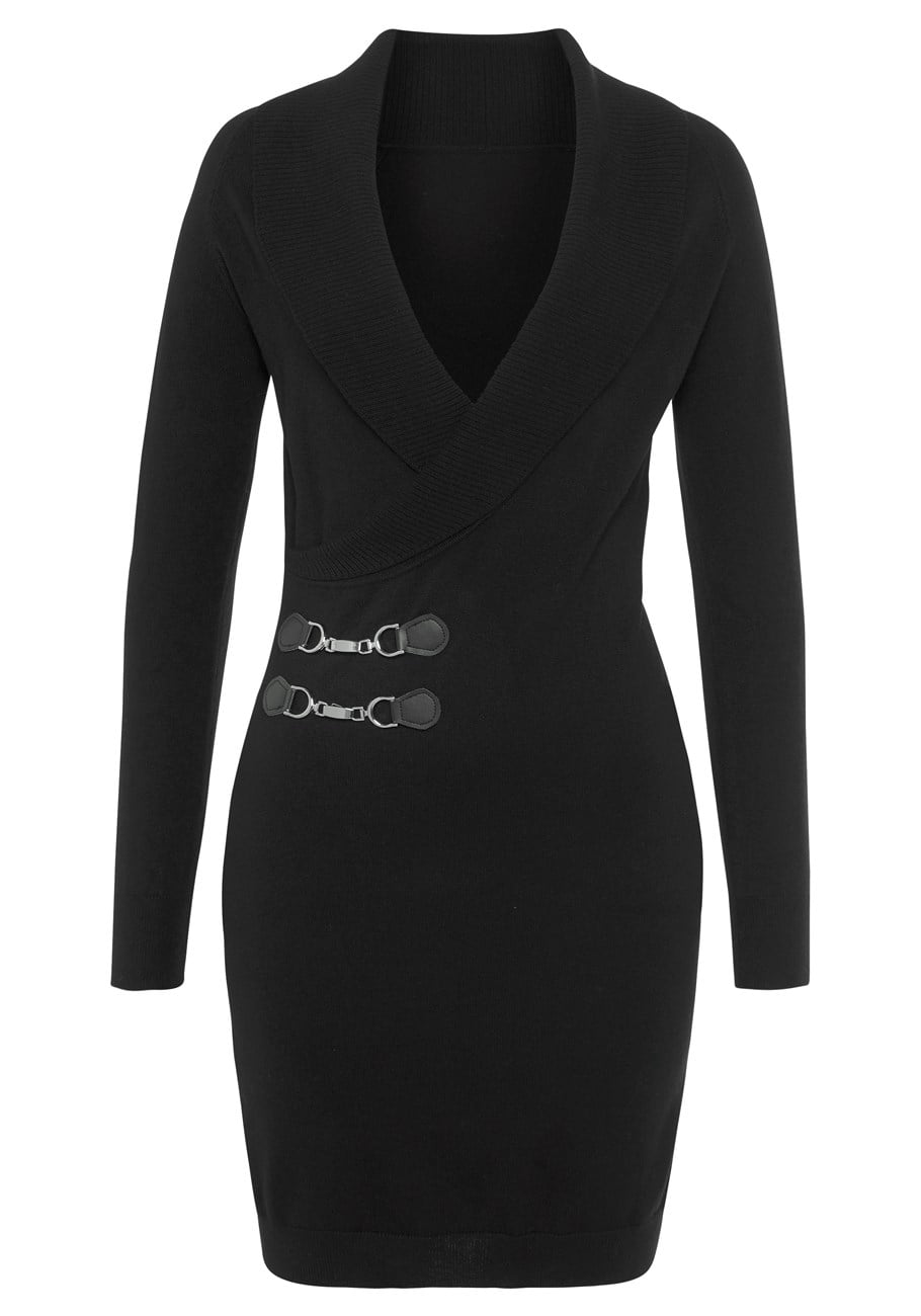 thumbnail image 4 of LASCANA Women's Buckle Trim Sweater Dress Buckle, 4 of 5