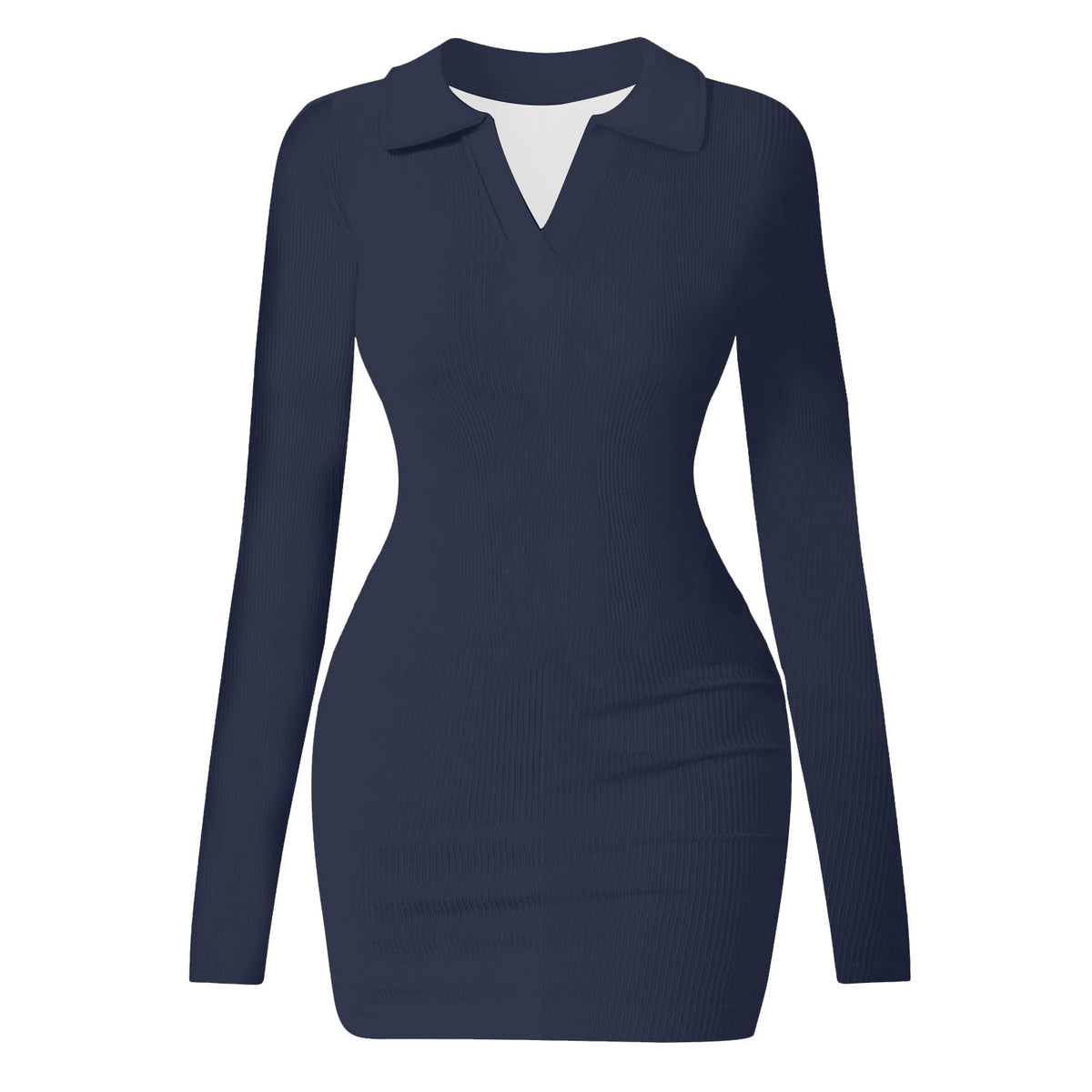 thumbnail image 1 of hotojiny Bodycon Mini Dress for Women Trendy Elegant Slim Long Sleeve Party Dresses Knit V-Neck Lapel Club Dress, 1 of 2